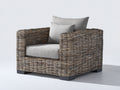 Poltrona da giardino-Rattan sintetico-Tessuto-88x84x74 cm-Marrone scuro-Grigio chiaro-Design moderno