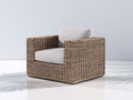 Poltrona da giardino-Rattan sintetico-Tessuto-82x78x72 cm-Marrone-Crema-Design moderno