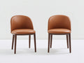 Sedia da pranzo - Pelle sintetica-Legno - 76x60x80 cm - Marrone - Design moderno