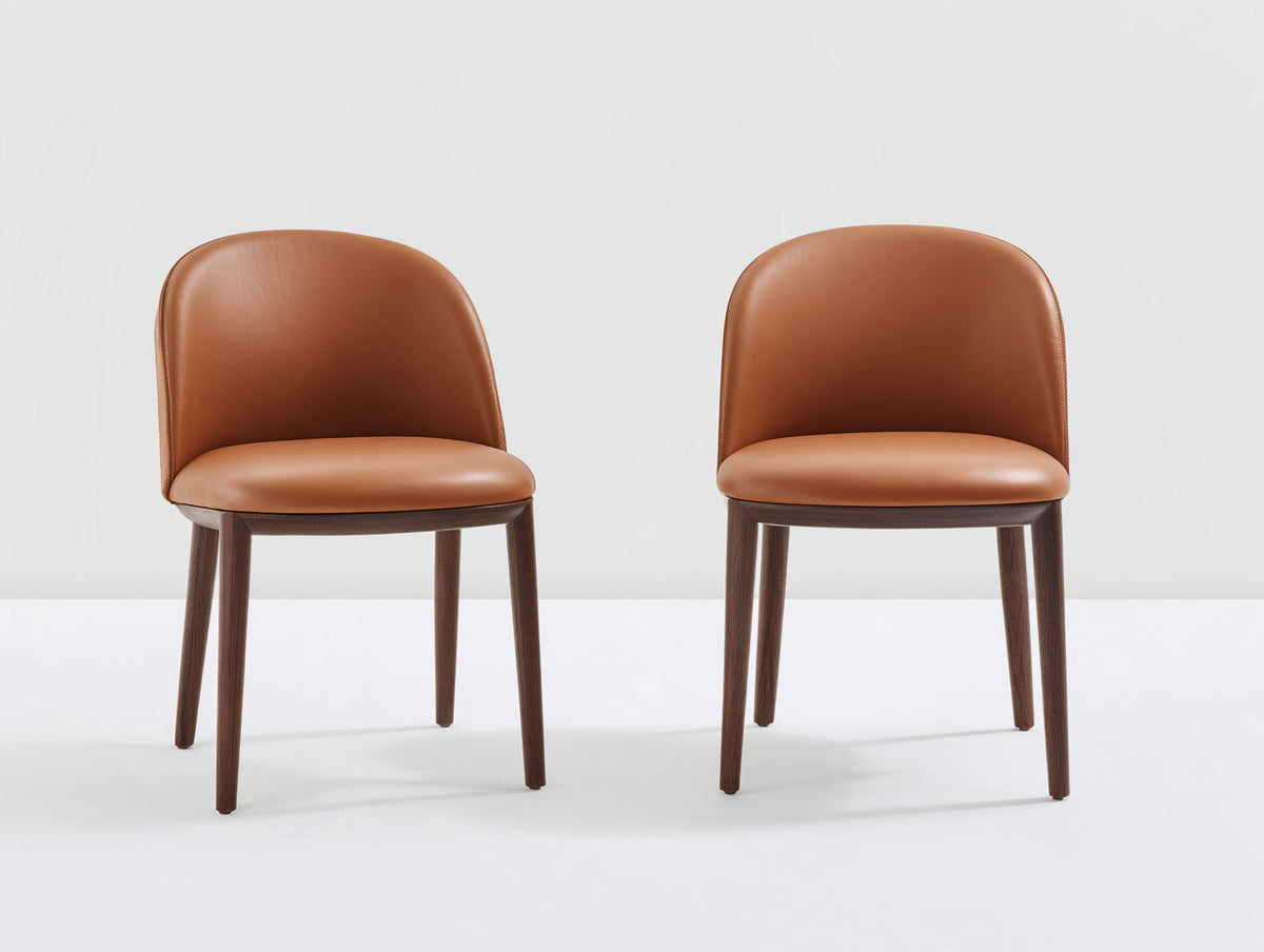 Sedia da pranzo - Pelle sintetica-Legno - 76x60x80 cm - Marrone - Design moderno