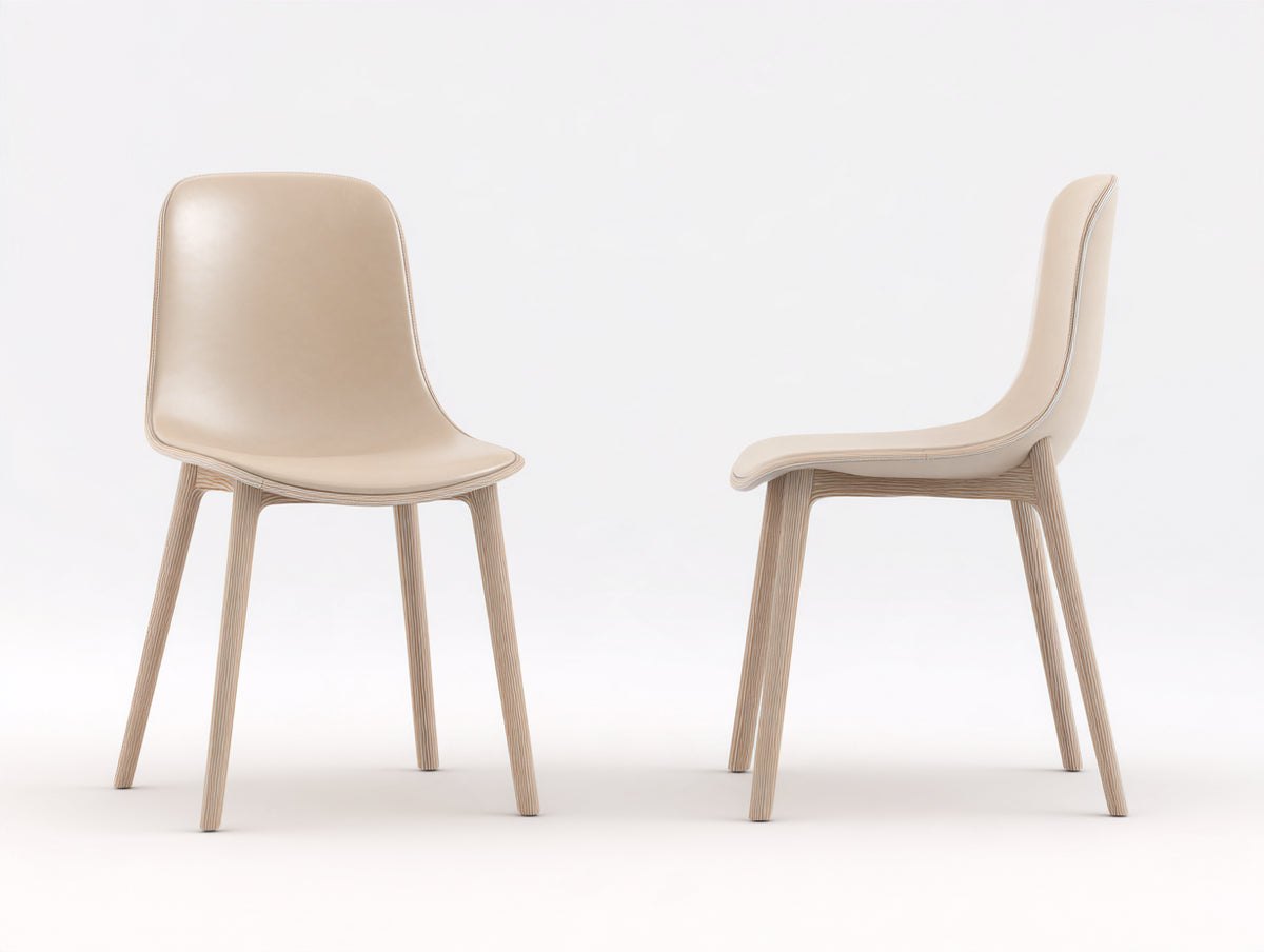Sedia da pranzo - Pelle sintetica-Legno - 82x60x83 cm - Beige - Design moderno