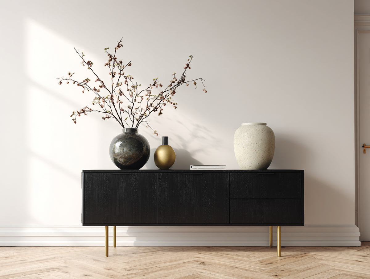 Mobile ingresso - legno - 180x40x75 cm - nero - stile moderno