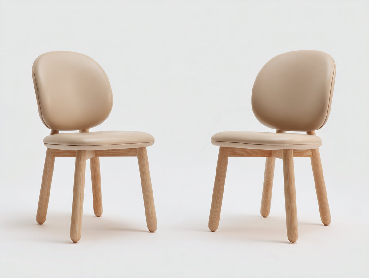 Sedia da pranzo - Pelle sintetica-Legno - 79x60x82 cm - Beige - Design moderno