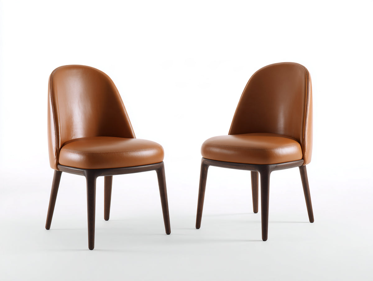 Sedia da pranzo - Pelle sintetica-Legno - 78x62x81 cm - Marrone - Design moderno