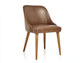 Sedia da pranzo - Pelle sintetica-Legno - 76x65x82 cm - Marrone - Design moderno