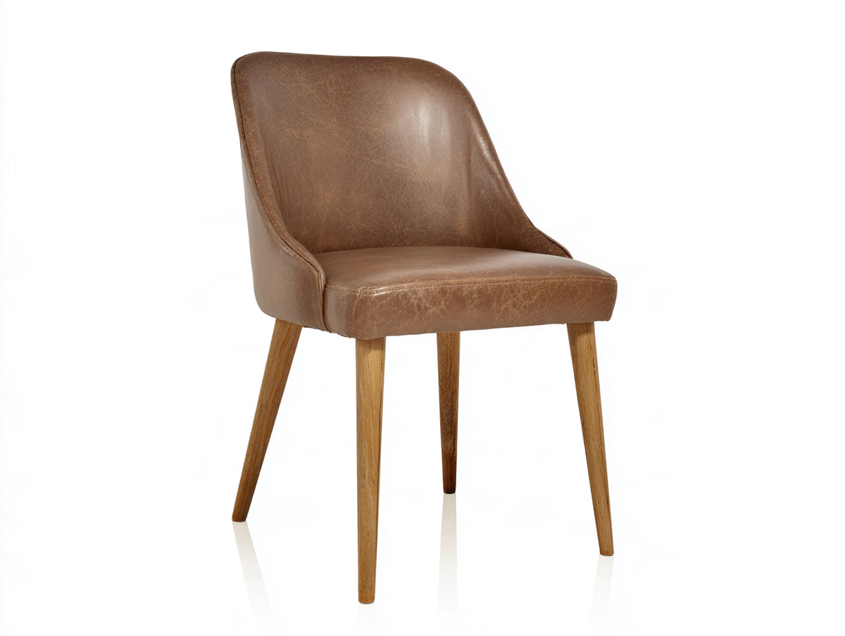 Sedia da pranzo - Pelle sintetica-Legno - 76x65x82 cm - Marrone - Design moderno