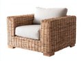 Poltrona da giardino-Rattan sintetico-Tessuto-92x86x76 cm-Marrone chiaro-Crema-Design moderno