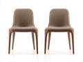 Sedia da pranzo - Pelle sintetica-Legno - 80x58x82 cm - Beige-Marrone - Design moderno