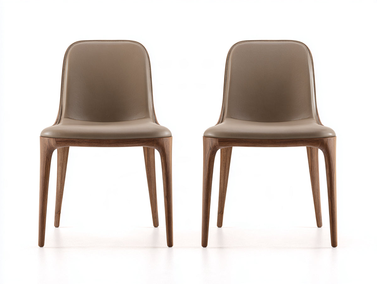 Sedia da pranzo - Pelle sintetica-Legno - 80x58x82 cm - Beige-Marrone - Design moderno