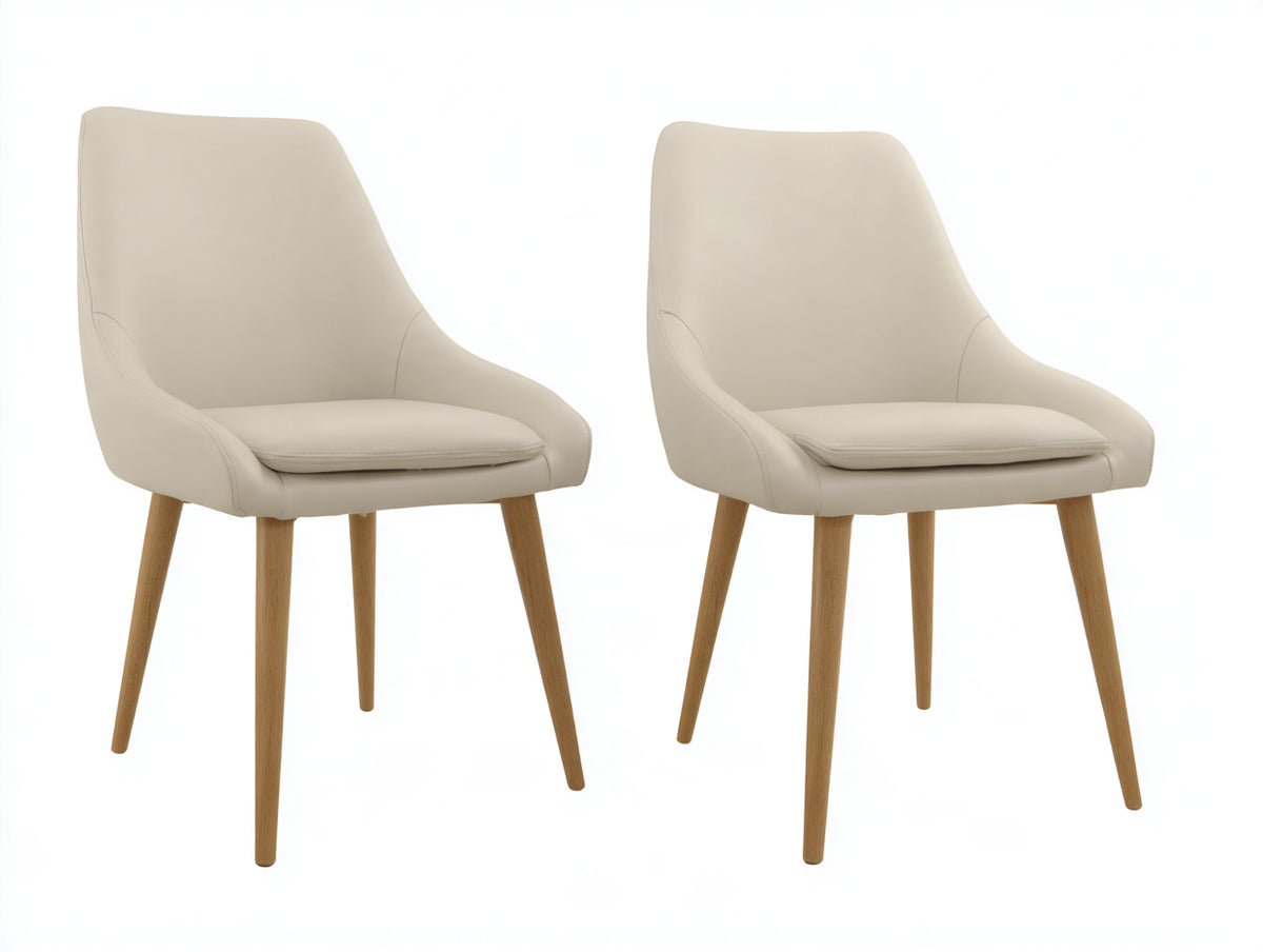 Sedia da pranzo - Pelle sintetica-Legno - 82x60x84 cm - Beige - Stile moderno