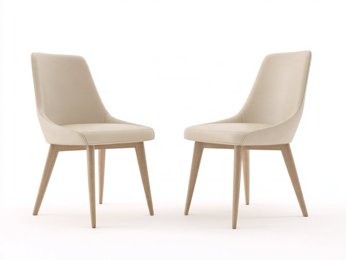 Sedia da pranzo - Pelle sintetica-Legno - 84x61x85 cm - Beige - Design moderno