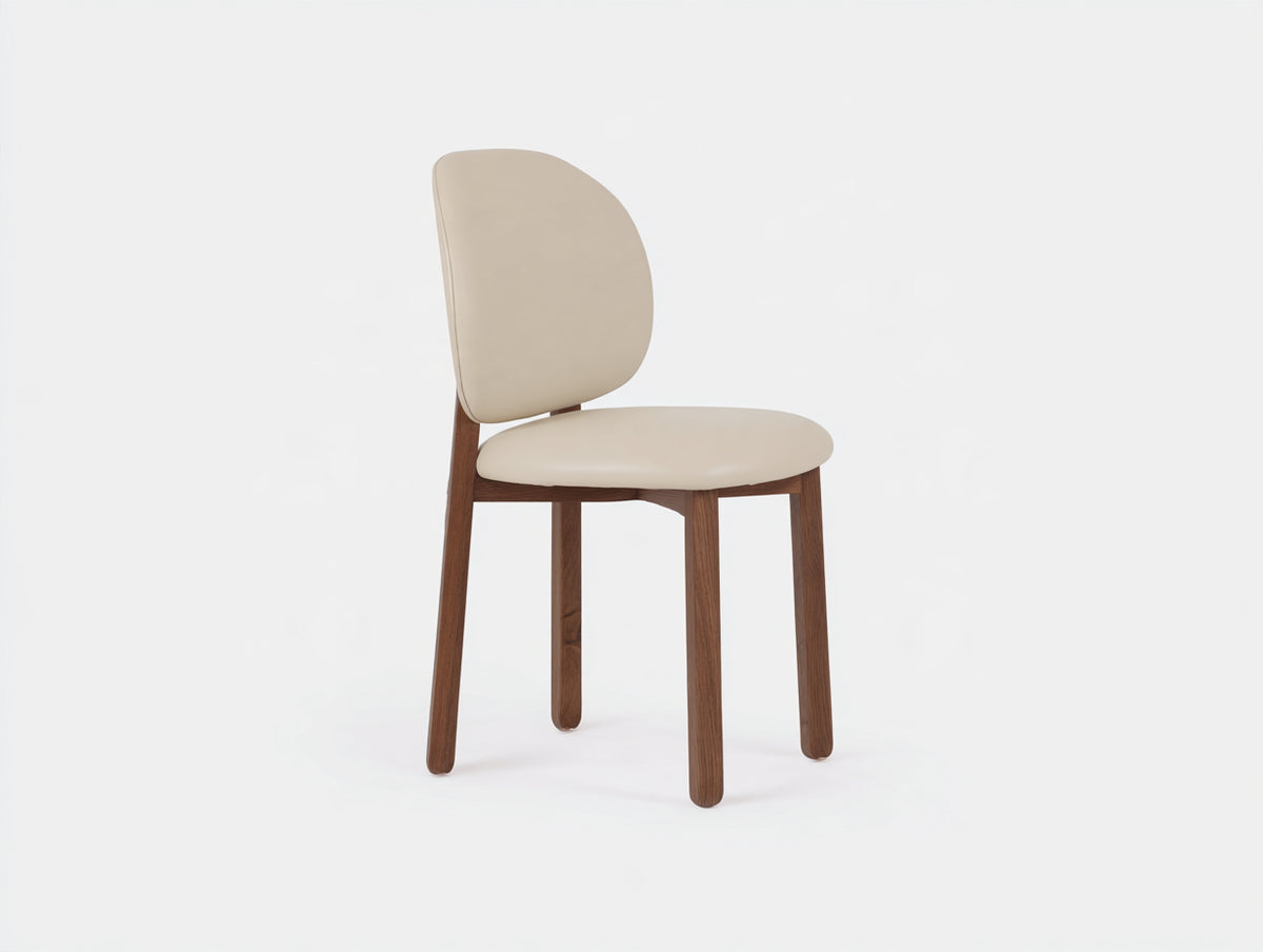 Sedia da pranzo - Pelle sintetica-Legno - 78x58x82 cm - Beige-Marrone - Stile moderno