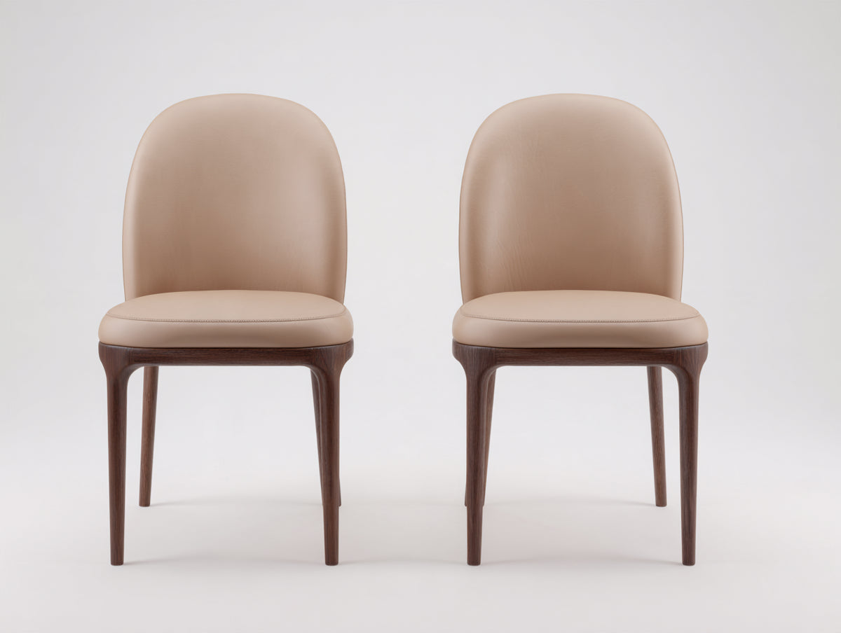 Sedia da pranzo - Pelle sintetica-Legno - 78x61x82 cm - Beige-Marrone - Design moderno