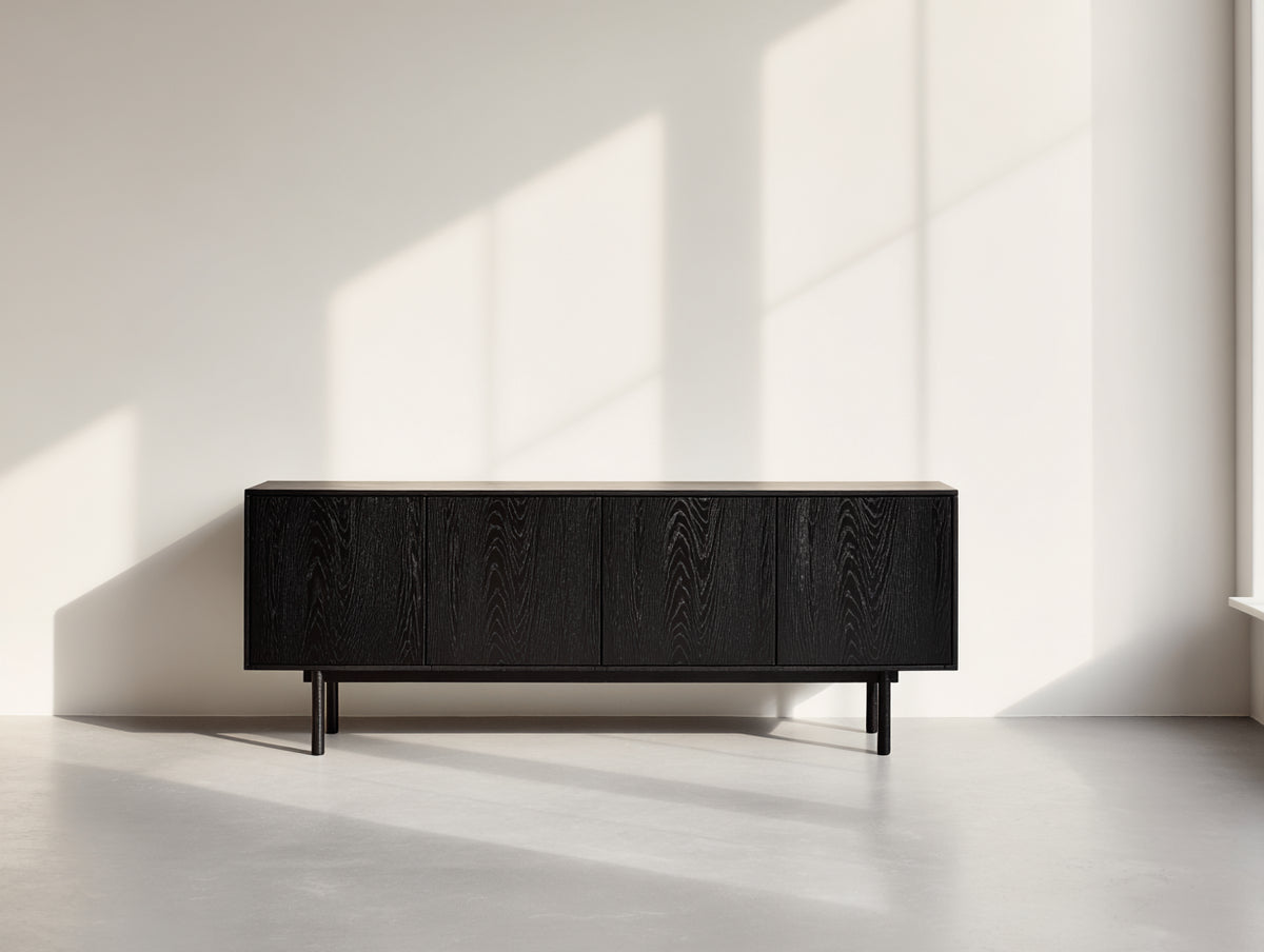 Mobile ingresso - legno - 220x40x70 cm - nero - stile moderno