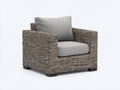 Poltrona da giardino-Rattan sintetico-Tessuto-91x85x76 cm-Marrone scuro-Grigio-Design moderno